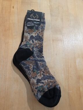 Realtree Men's Camo Crew Socks in Black, Brown & Green Hunting